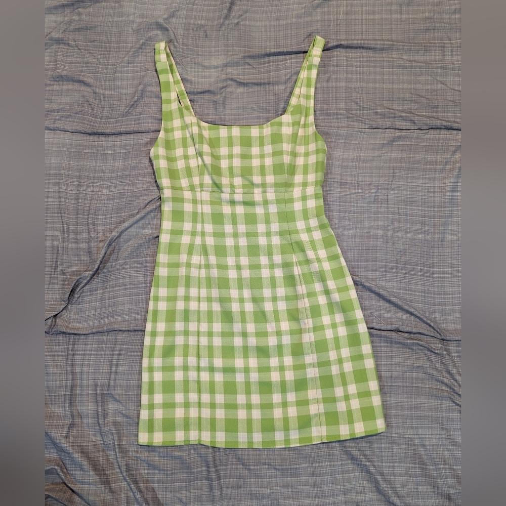 Green plaid tank dress